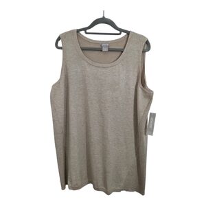 NWT Chico's Tank Sweater Rib Trim Knit Sand Beige Tan Size XL Neutral Sleeveless